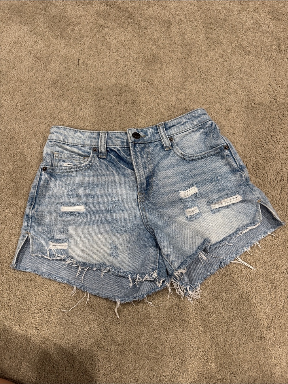 Women's Light Blue Distressed Denim Jean Shorts